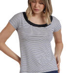 ADMAS FEMME - Ref.43525AD - T-shirt manches courtes col rond Rayas Admas